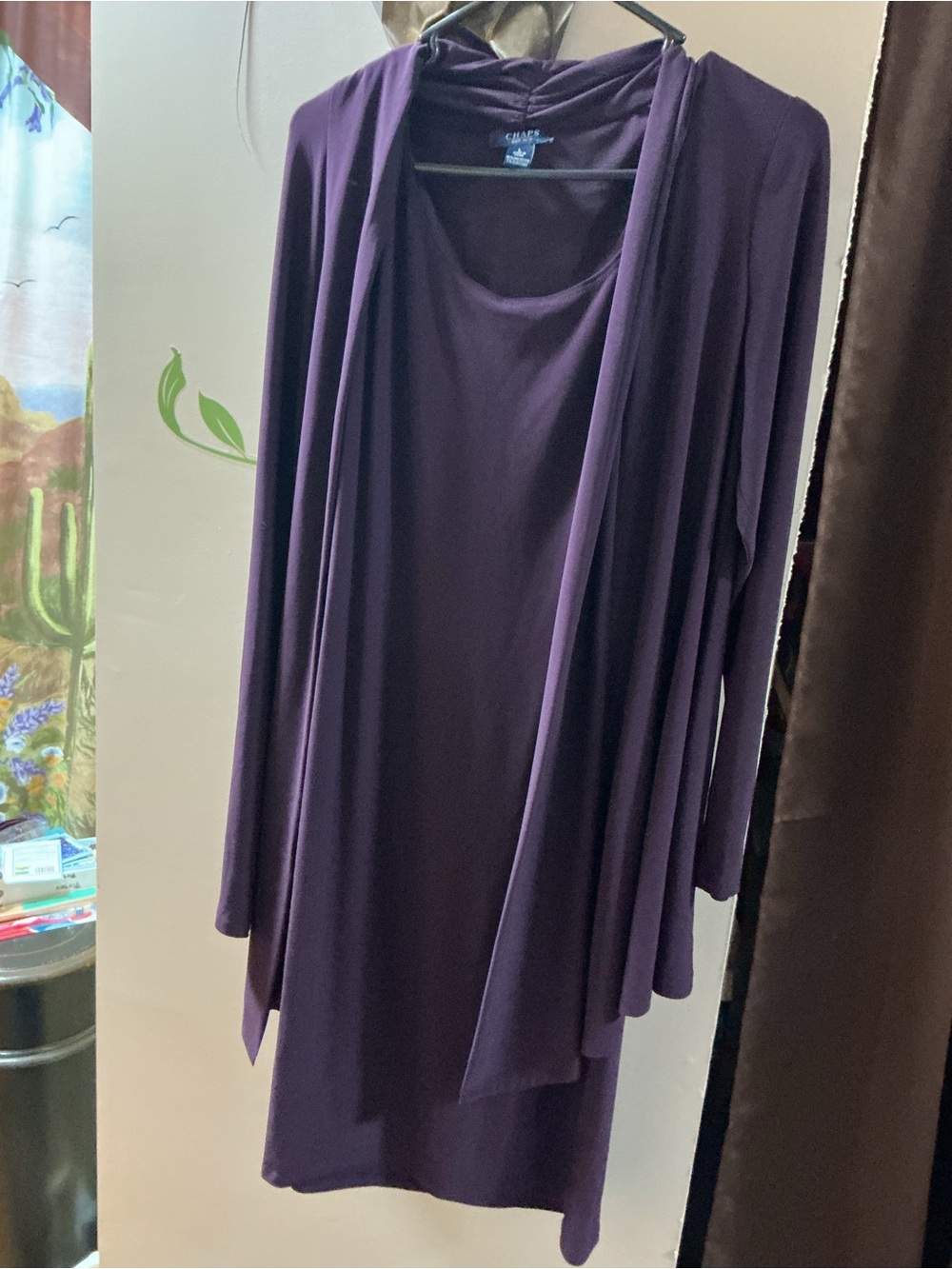 Chaus Plum Two-Piece Open-Front Cardigan Set